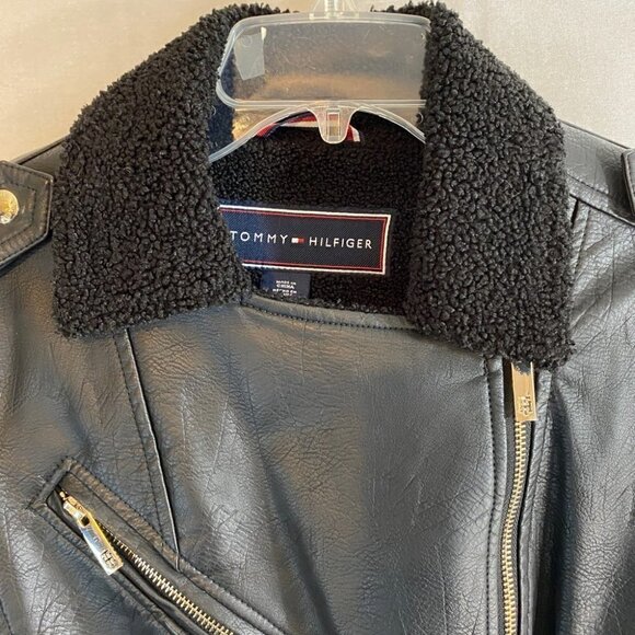 Tommy Hilfiger Faux Leather Jacket  with Sherpa Lining Ladies XS - Picture 5 of 16